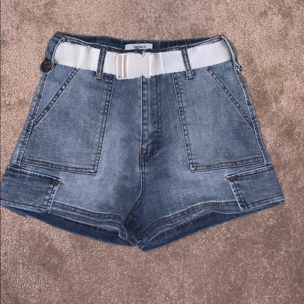 Forever21 Release-Buckle Denim Shorts